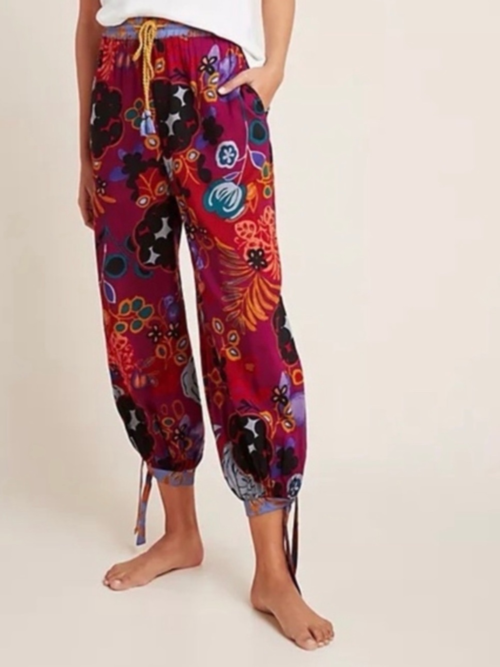 Anthropologie Joanie Harem Tie Ankle Elastic Pull on Joggers Super Soft- NWOT